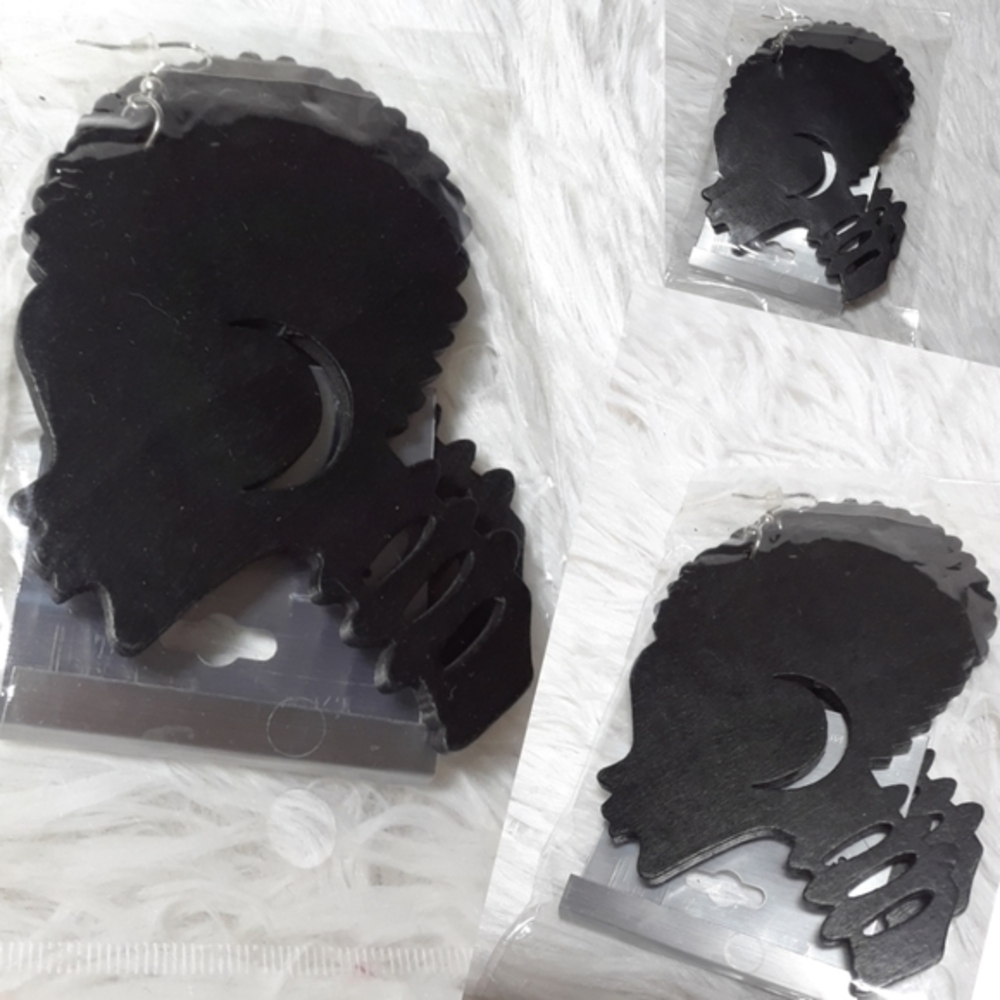 ☄Natural Curls & Choker Queen Silhouette Earrings